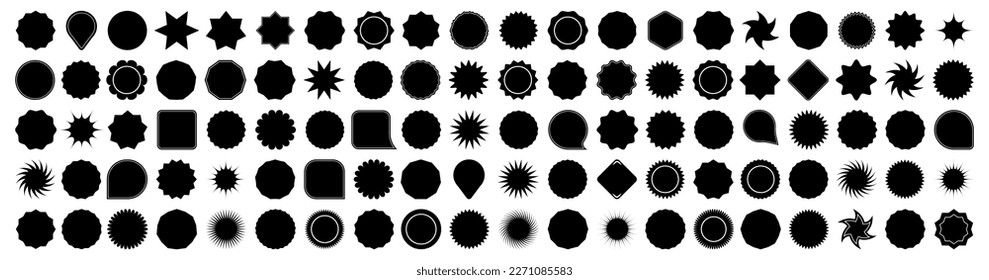 Blank black sticker shape collection. Set of different black label