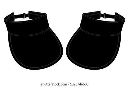 Blank Black Sun Visor Cap With Wide Brim Template on White Background.Vector File