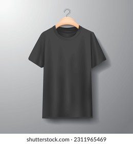 Blank Black T Shirt mock up template editable vector illustration
