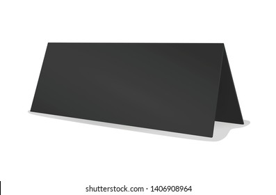 Blank Black Table Name Card. Vector Illustration