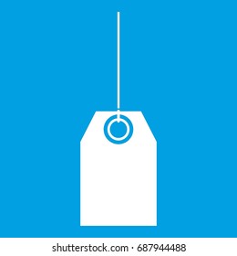 Blank black tag icon white isolated on blue background vector illustration