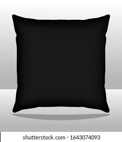 Blank Black Throw Square Pillow Vector For Template.