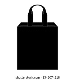 Blank Black Tote Bag With Handle Template Vector on White Background