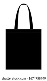 Blank Black Tote Bag Template on White Background, Vector File.