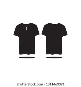 Blank black t-shirt with button up round neck
