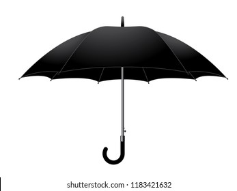 Blank Black Umbrella Rain Template On White Background, Vector File