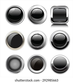 Blank black web buttons