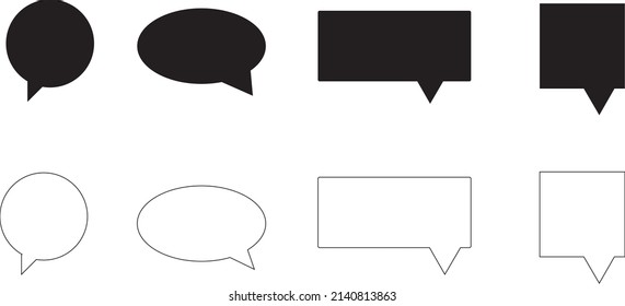 Blank black and white speech bubbles 