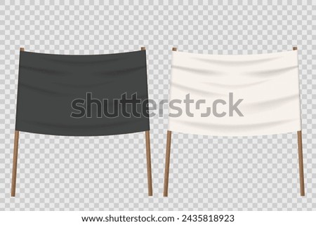 blank black and white textile or fabric banner in vector suitable for mocup, advertising, promotion, announcement, design, etc. Empty templet