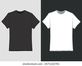 Blank black and white t-Shirts mockup ready for design, T-shirt vector illustration mockup