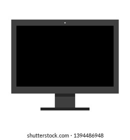 blank black wide screen display with stand isolated on white background. vector illustration