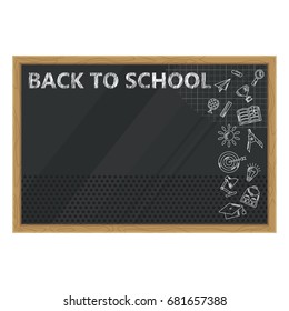  Blank blackboard  for school. Flat vector cartoon illustration. Objects isolated.