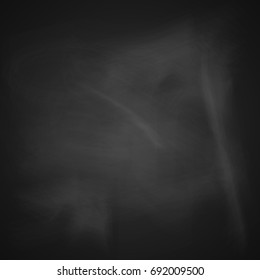 Blank blackboard with white smudges. Vector illustration.