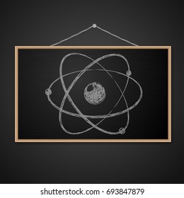 blank blackboard in wooden frame. vector illustration