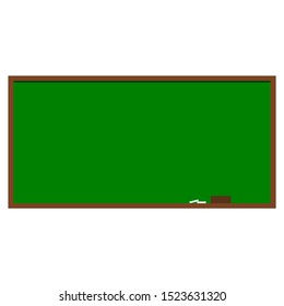 blank blackboard; wooden green surface with white chalk and eraser for writing and presentation isolated on white background. vector illustration