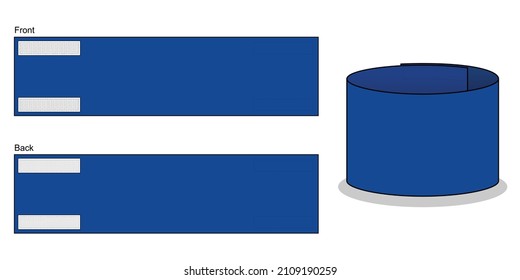 Blank Blue Armband Captain Pattern Template on White Background.Front and Back View, Vector File.