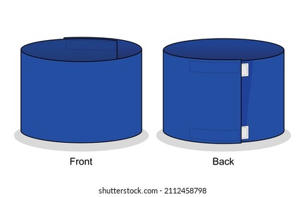 Blank Blue Armband Captain Template on White Background.Front and Back View, Vector File.