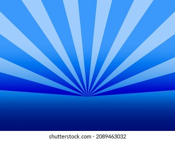 Blank blue background sunbrust design with rays minimal style eps vector file