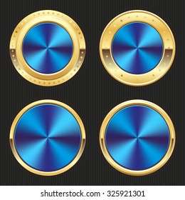 Blank blue badges with gold border