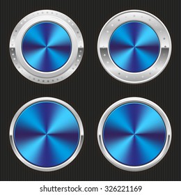 Blank blue badges with silver border