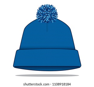 Blank Blue Beanie Hat With Folded Vector For Template