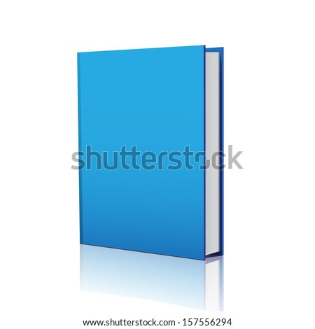 Blank blue book cover over white background 