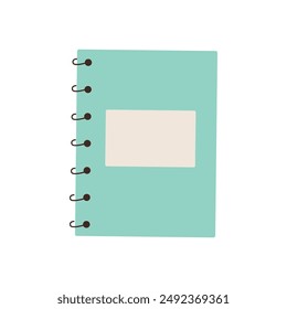 Blank blue book or notepad mockup. Notebook and bookmark template isolated on white background .Flat cartoon icon illustration for office and school accessories.