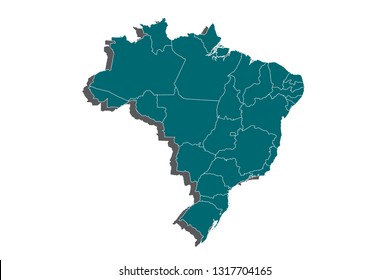 Blank blauer Brasilien auf Karte einzeln auf weißem Hintergrund.V 