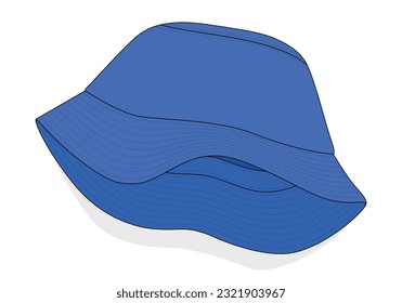 Plantilla De Sombrero De Cubo Azul En Blanco En Fondo Blanco, Archivo Vector