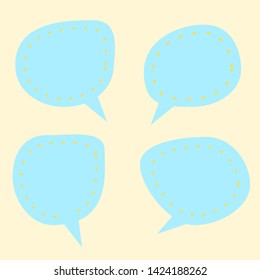 blank blue cartoon speech bubbles set on yellow background. vector illustration