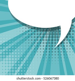 Blank blue comic balloon template. Clear comic speech bubbles halftone dot background style pop art. Comics text dialog empty cloud pop art. Creative idea conversation background