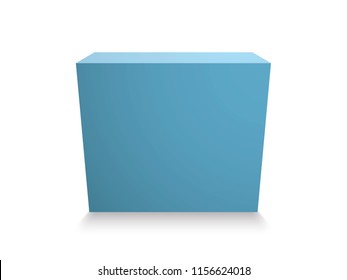Blank blue cube on white background, 3d box template