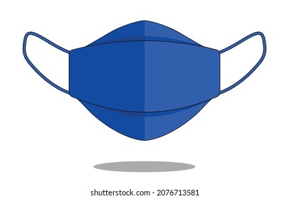 Blank Blue Disposable Face Mask With Ear-Loop Template Vector On White Background 