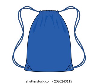 Blank Blue Drawstring Bag Template Vector On White Background