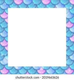 Blank blue fish scales frame template illustration