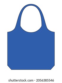 Blank Blue Foldable Shopping Bag Template On White Background, Vector File
