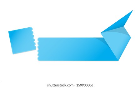 The blank blue folded label with perforation / The folded label with perforation / The label
