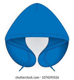 Blank Blue Hooded Travel Neck U Shape Pillow Vector