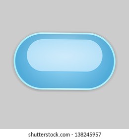 The blank blue isolated glossy button with subtle shadow / oval button