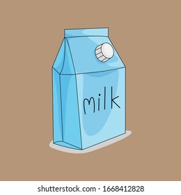 Blank blue milk carton box, packaging concept.