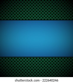 blank blue plate for design on green grill texture background vector illustration