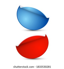 Pegatinas de papel doblado blanco azul y rojo vacío aisladas - Vector