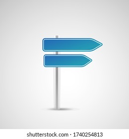 Señal de ruta azul en blanco o Señales de tráfico vacías aisladas en fondo blanco