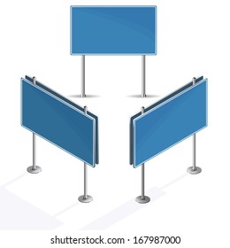 Blank Blue Road Sign On White Background Isometric