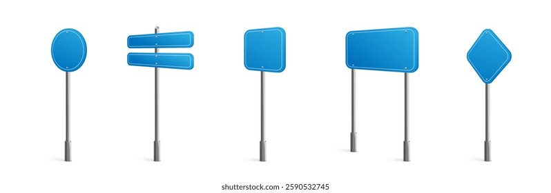 Blank Blue Road Signs Vector Set