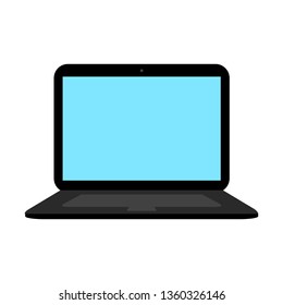 blank blue screen laptop computer isolated on white background. vector illustration