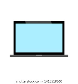 blank blue screen laptop computer isolated on white background. vector illustration 