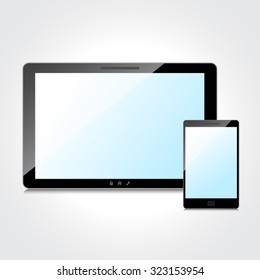 Blank blue screens set, isolated on white background