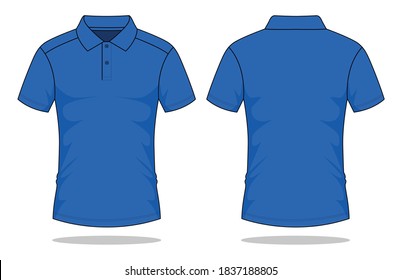 Blank Blue Short Sleeve Polo Shirt Stock Vector (Royalty Free) 1837188805