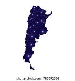 Blank Blue similar Argentina map isolated on white background. North america country Vector template for website, design, cover, infographics. Graph illustration.